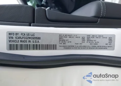 2021 Jeep Grand Cherokee Overland 4X4 from USA, damaged, VIN 1C4RJFCG2MC620580